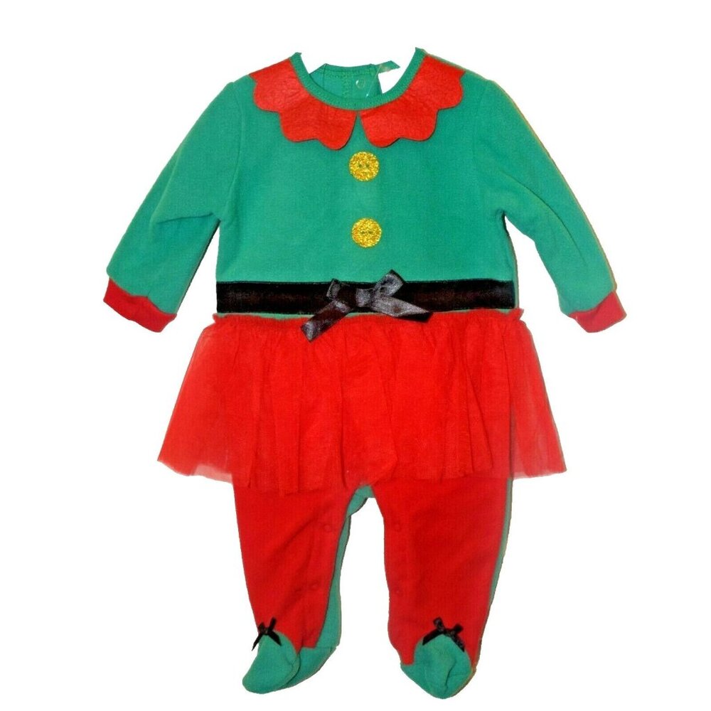 Baby Gear Girls 3 to 6 Months Christmas Elf Footed One Piece Outfit